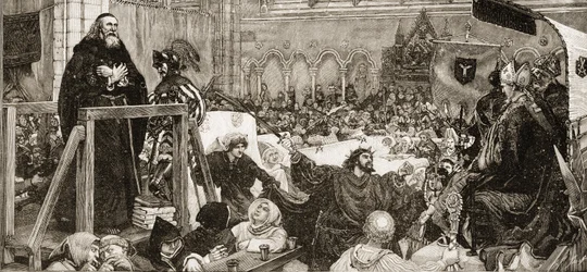 Der Prozess gegen John Wycliffe (1330-1384) im Jahr 1378